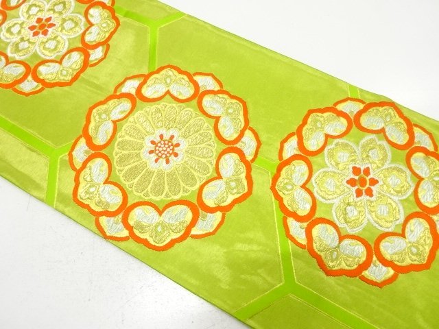 JAPANESE KIMONO / ANTIQUE FUKURO OBI / SILK / WOVEN KIKKO PATTERN